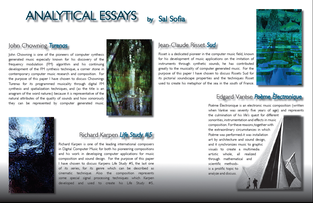 Analytical essays by sal sofia